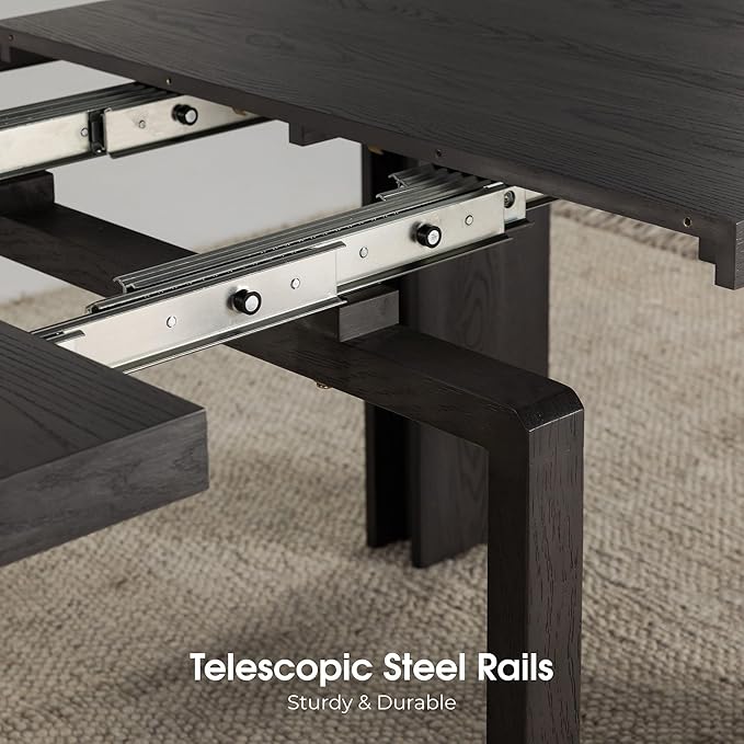 Transformer Table - Solid Wood Extendable Dining Table, Seats 2-12, Extendable Dining Room Table, Space-Saving Furniture, Expandable Dining Furniture (Black, Table + Bench)