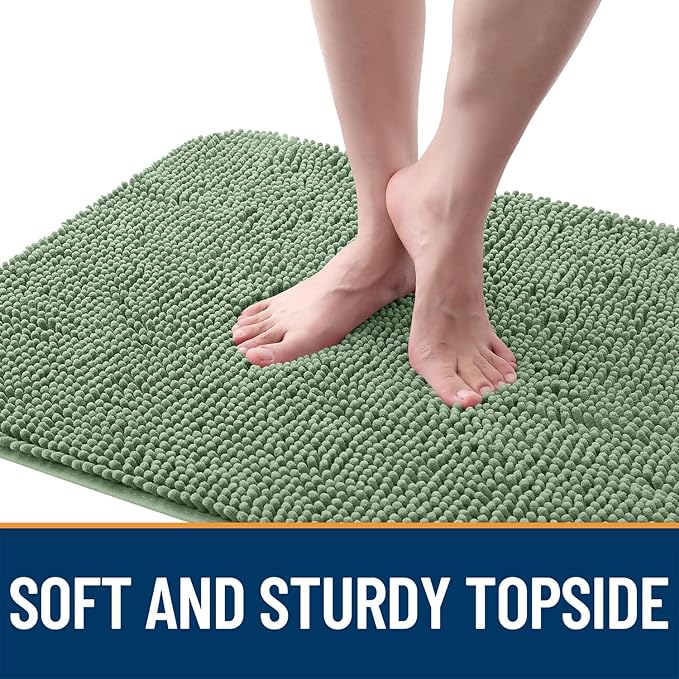 OLANLY Dog Door Mat for Muddy Paws 47x32, Absorbs Moisture and Dirt, Absorbent Non-Slip Washable Doormat, Quick Dry Chenille Mud Mat, Entry Indoor Entryway Carpet for Inside Floor, Olive Green