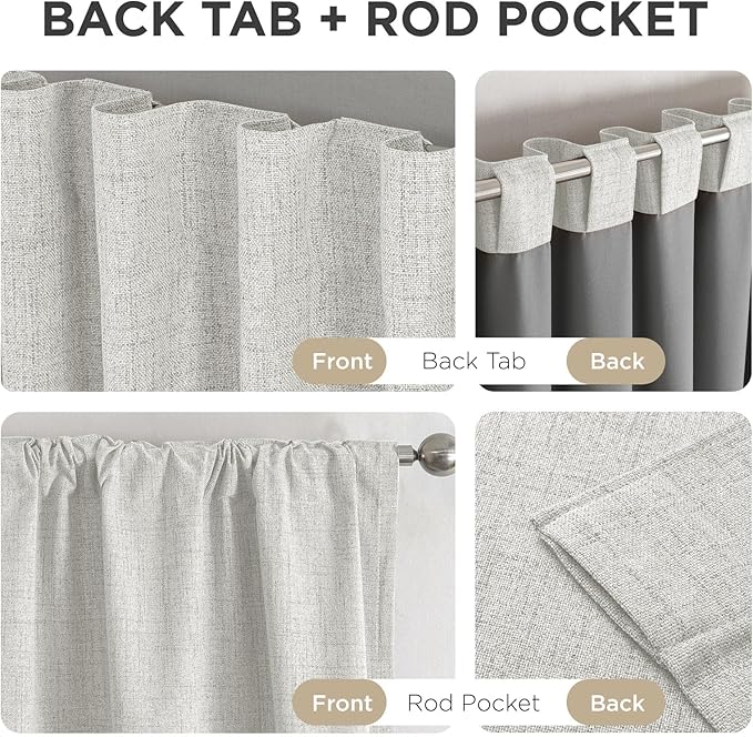 Joydeco Blackout Curtains for Bedroom - 100% Light Blocking 2 Panels Set White Drapes 42" W x 90" L, Thermal Insulated Room Darkening Curtains, Linen Textured for Living Room, Rod Pocket & Back Tabs