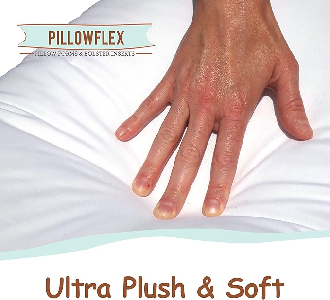 Pillowflex Synthetic Down Pillow Insert - 12x40 Down Alternative Pillow, Ultra Soft, Large Rectangle Body Sleeping Pillow, Lumbar, Long, Back - 1 Decorative Pillow Form