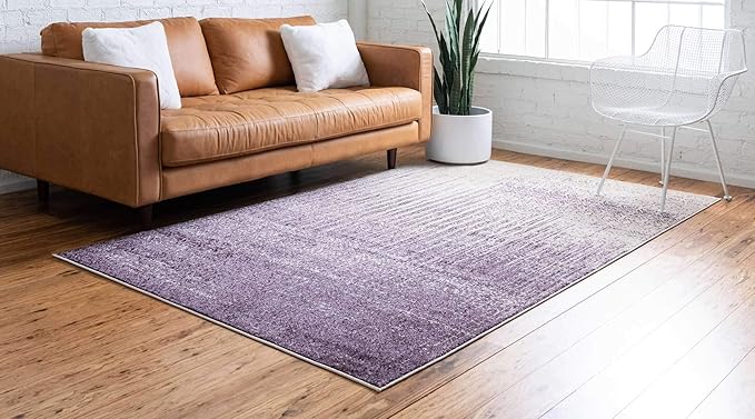Unique Loom Del Mar Collection Area Rug - Jennifer (4' 1" x 6' 1" Rectangle, Purple/ Ivory)