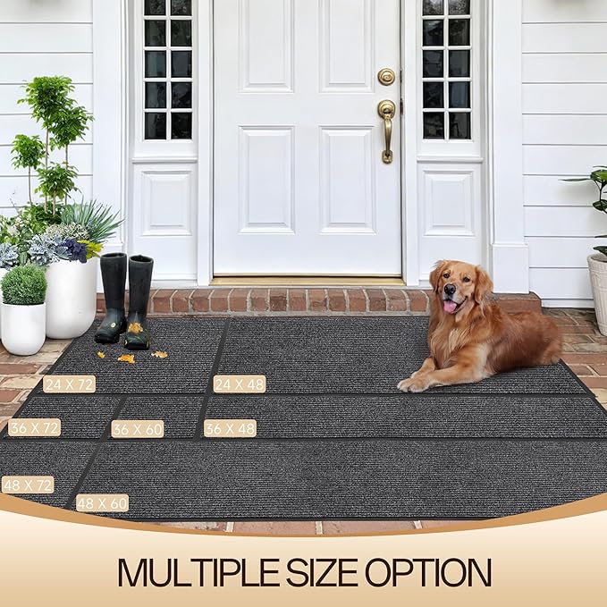 Amyracel Front Door Mat Indoor Outdoor Entrance, 48" x 72" All-Season Waterproof Doormat for Enterway, Heavy Duty Commercial Floor Mat, Fade Resistant, Rubber Back, Low Profile, Easy Clean