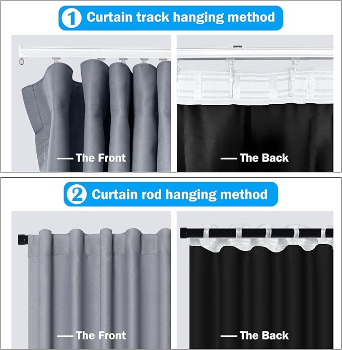 Room Divider Curtains Total Blackout Privacy Curtain Panel Room Thermal Insulated Noise Reduction Curtains for Bedroom Window Living Room Ceiling Track Curtain W 15 ft × H 7 ft Grey