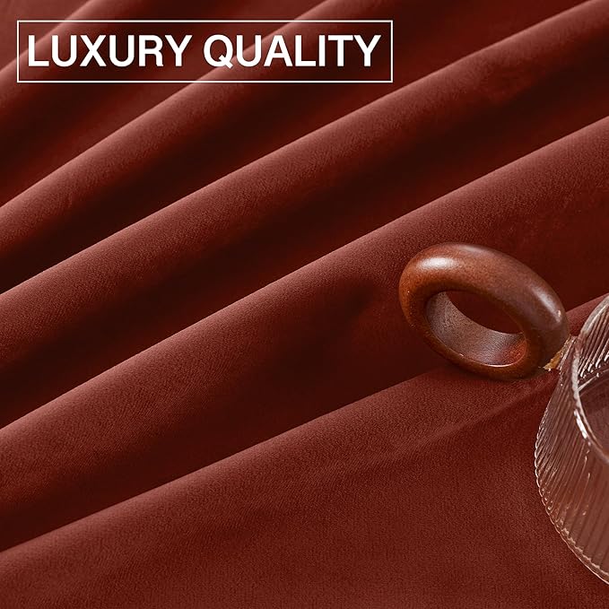 StangH Rust Velvet Curtains 108 inches Long, Light Blocking Energy Saving Window Panels Privacy Room Divider Drapes for Guest/Dining Room/Closet, W52 x L108, 2 Panels