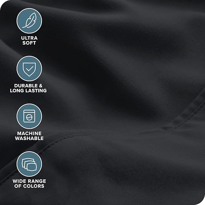 Bare Home Hotel Luxury Full Sheet Set, Extra Soft - 6 Piece Set - Deep Pockets - Easy Fit - Cooling & Breathable - Wrinkle, Fade, Stain Resistant - Includes 4 Pillowcases (Full, Black)