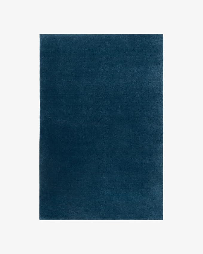 Hand-Tufted Wool Square Area Rug – Soft Premium Wool Carpet for Living Room, Bedroom & Home Décor – 5X5 ft| Deep Blue – Durable, Non-Slip Backing, Handcrafted Rug
