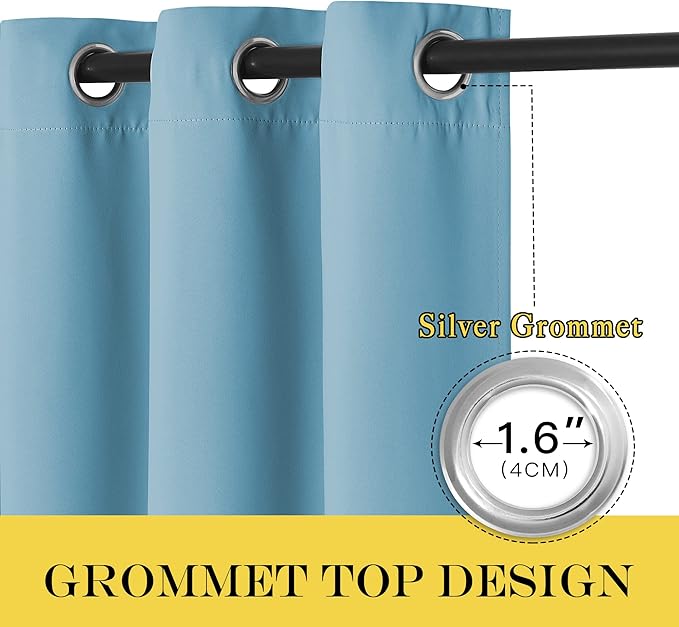 NICETOWN Blackout Curtains 63 inches Long for Living Room Bedroom, Grommet Thermal Insulated Room Divider Drape Window Treatment for Sliding Patio Door, W100 x L63, 1 Panel, Teal Blue