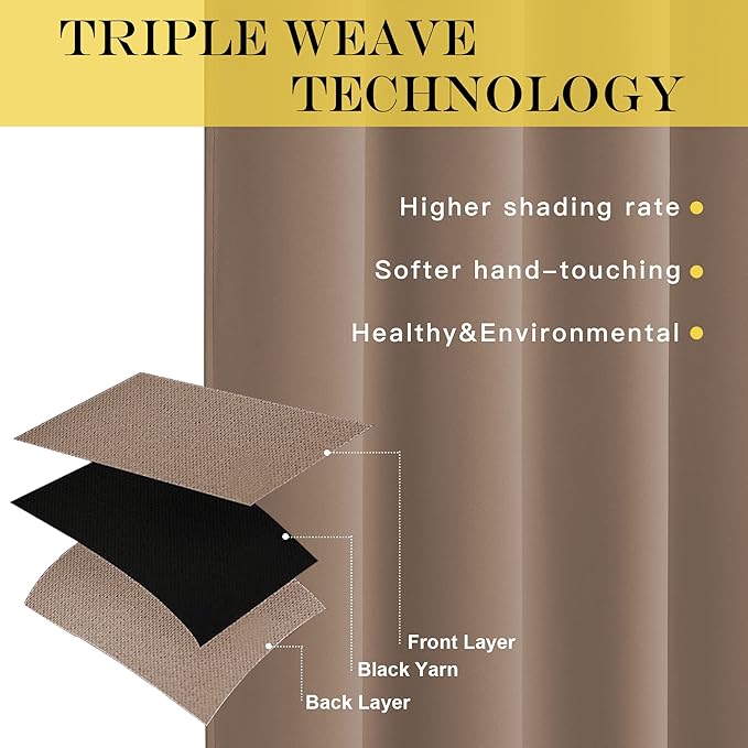 NICETOWN Blackout Room Divider Curtains for Sliding Glass Doors 102 Inches Long 1 Panel, Extra Wide Curtains for Doorway Patio Bedroom Living Room (Cappuccino, 80Wx102L, 1 Panel)