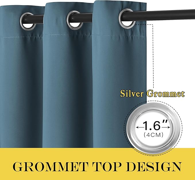NICETOWN Door Curtain for Closet Doors 80 Inches Long 1 Panel, Blackout Doorway Curtain for Open Closet Bedroom, Room Divider Living Room for Privacy (Smoky Blue, 1 Panel, 46W x 80L)