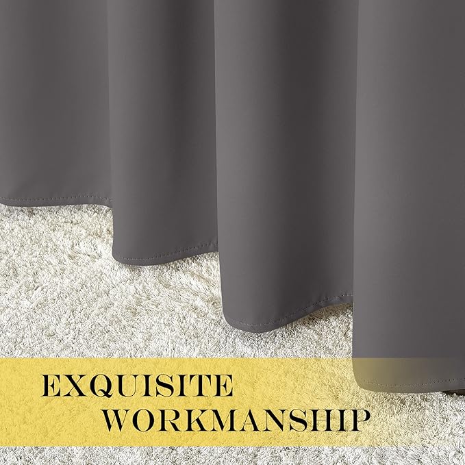 NICETOWN Grey Blackout Curtain 84 inches Long for Bedroom - Thermal Insulated Window Treatment with Grommet Room Darkening Thermal Insulated Panel for Living Room, W52 x L84, 1 Panel