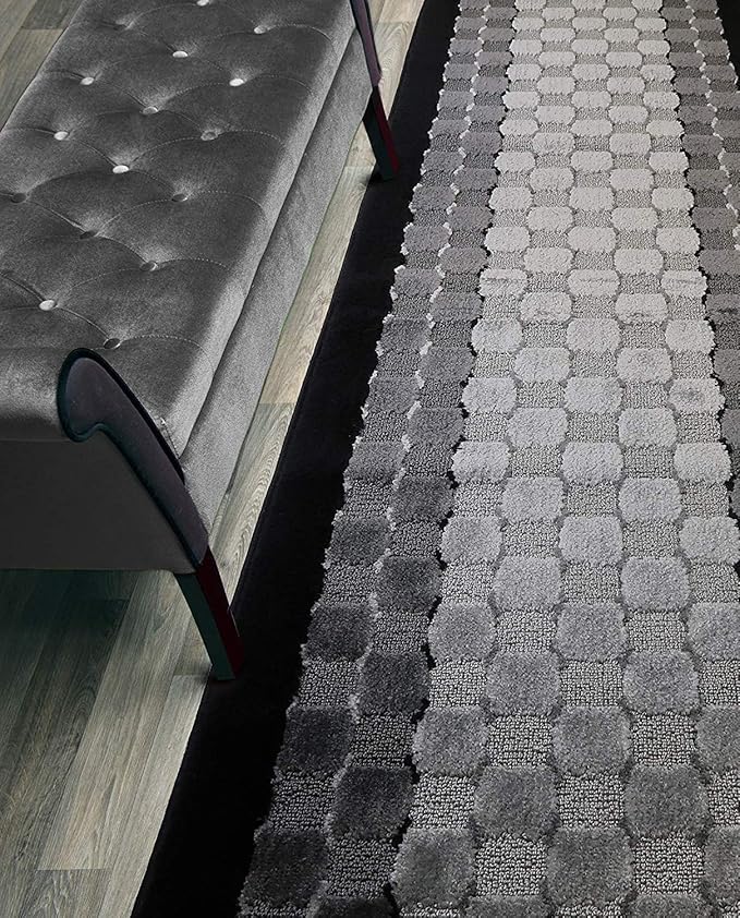 Custom Length Hallway Runner Rug,Slip Resistant,Checkered Black, 26 Inch X 26 feet, Sold and Priced Per Foot