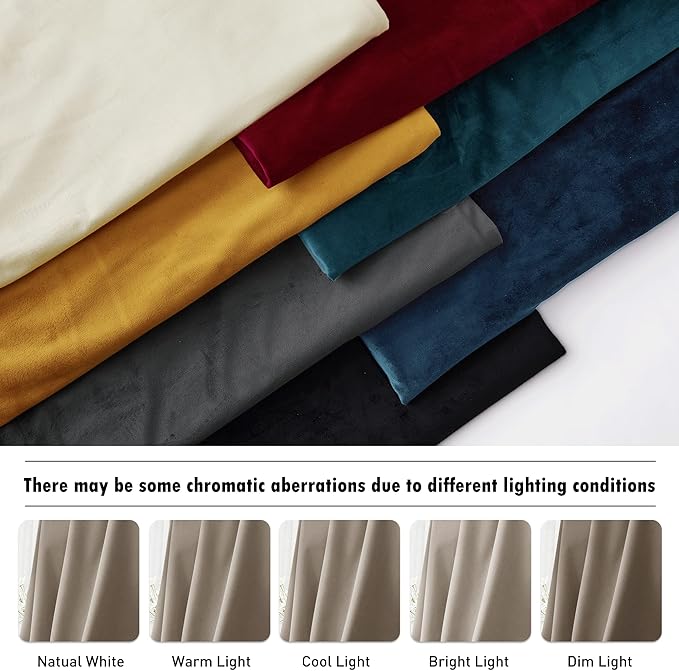 RYB Home Farmhouse Curtains Elegant Velvet, Room Darkening Privacy Shades as Window Treatment Thermal Curtains for Dining Living Room Bedroom, Camel Beige, W52 x L90 inches, Set of 2