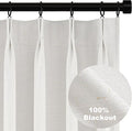 Topfinel 100 Inch Long Black Out Custom Drapery Panels, Double Pinch Pleated Window Coverings, Kids Summber Boho Farmhouse Heat Blocking Sound Block Back Tab Curtains for Patio Sunroom Bay Window