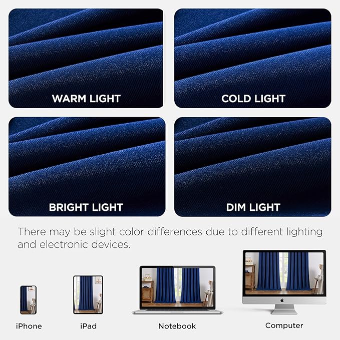 Joydeco Royal Blue 100% Blackout Curtains 96 Inch 2 Panels, Luxury Thermal Royal Blue Velvet Curtains for Bedroom Living Room, Soundproof Blackout Window Drapes, Grommet Top (52W x 96L)
