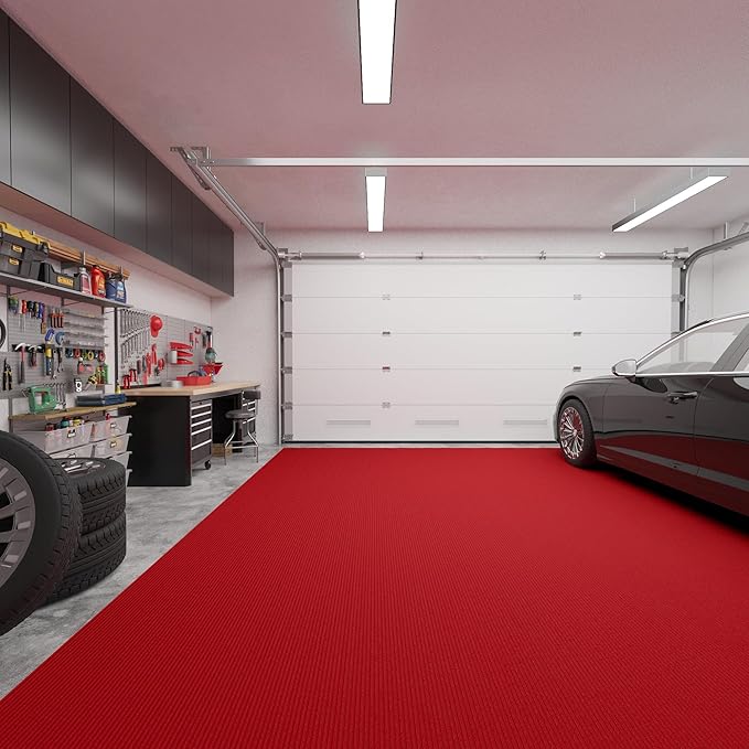 Ottomanson 6'6" x 30' Hallway Runner with Scraper Pile Extra Durable Non-Slip Rug Mat for Indoor & Outdoor Use - Ideal for Kitchen, Entryway, Patio & Garage - High-Traffic Carpet, Red
