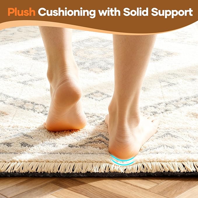 Veken Non Slip Cushioned Rug Pad Gripper 6 x 9 Ft, Felt and Silicone Backing, 1/4 inch Thick Carpet Liner for Hardwood Floors and Finishes, Under Area Rugs Anti Skid Mat, Keep Rugs Safe and in Place