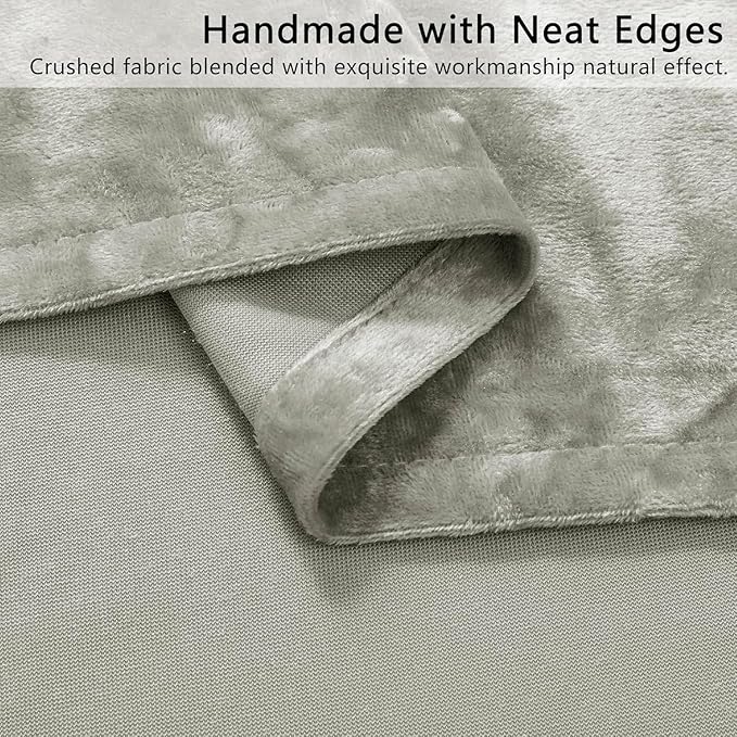 Silver Grey Crushed Velvet Curtains 52x84 inch Luxurious Thermal Insulated Soundproof Drapes for Living Room Bedroom Office Soft and Durable Light-Filtering Window Treatments, 2 Panels