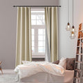 100% Blackout Thermal Insulated Curtains, 3 Layers Noise Absorbing, Soundproof Back Tab Drapes for Sliding Glass Door Baby Nursery Bedroom with Hooks, Beige 50x84 Inch Set of 1