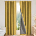 Joydeco Blackout Curtains for Bedroom - 100% Light Blocking 2 Panels Set Yellow Drapes 66" W x 90" L, Thermal Insulated Room Darkening Curtains, Linen Textured for Living Room, Rod Pocket & Back Tabs