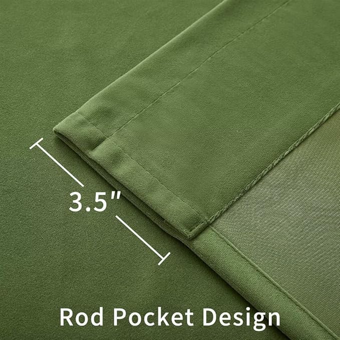 Joydeco Green Velvet Curtains 120 inch 2 Panel, Room Darkening Super Soft Velvet Drapes for Bedroom Living Room Thermal Insulated Window Drapes, Luxury Blackout Rod Pocket Curtains,W52 x L120 inch