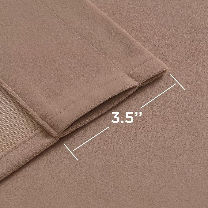 Joydeco Velvet Curtains Rose Beige Blackout Curtains Thermal Insulated 84 inches Long Window Curtains Super Soft Room Darkening Drapes for Bedroom Living Room Elegant Rod Pocket 2 Panels Rose Beige