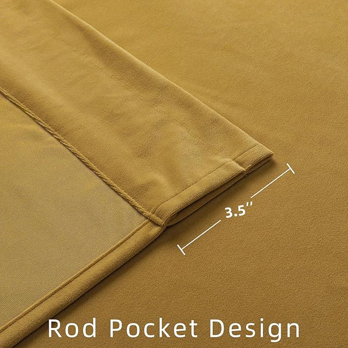 Joydeco Brown Velvet Curtains 63 inch Length 2 Panels, Luxury Blackout Rod Pocket Thermal Insulated Window Curtains, Super Soft Room Darkening Drapes for Living Dining Room Bedroom,W52 x L63 inches