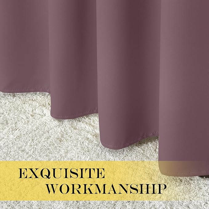 NICETOWN Blackout Curtain Drape for Bedroom - Light Reducing Thermal Insulated Solid Grommet Room Darkening Window Curtain 90 inches Long for Living Room (Dry Rose, 1 Piece, W66 x L90)