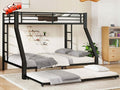 LUCALEO Stronger & Truly Reinforced Heavy Duty Metal Bunk Bed Twin XL Over Queen Size Bunkbed, Thickened More Stable & Safer Steel Bunk Bed Frame with Twin Size Trundle (Greater Weight Capacity)