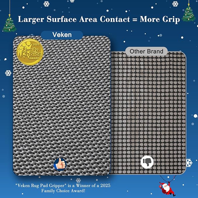Veken 4x6 Ft Rug Pad Gripper for Hardwood Floors, Non Slip Rug Bedroom Pads for Area Rugs, Thick Dark Grey Rug Grippers for Tile Floors, Under Carpet Anti Skid Mat, Keep Your Rugs Safe and in Place
