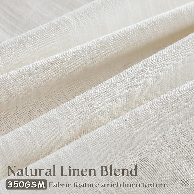 Cream Ivory Linen Pleated Curtains 30 Inch Length Light Filtering Semi Sheer Mini Curtains for Small Window Basement Bathroom Pinch Pleat Boho Farmhouse Short Kitchen Drapes Laundry Room RV 40x30