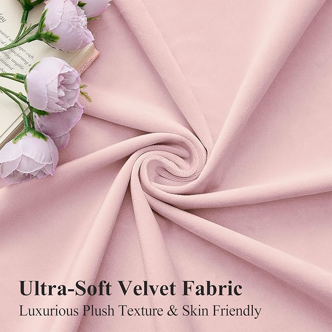 Baby Pink Velvet Curtains 108 Inches Long for Girls Room, Luxury Room Darkening Thermal Insulated Blackout Curtains Luxury Window Drapes for Bedroom, Back Tab Rod Pocket, W52 x L108, 2 Panels