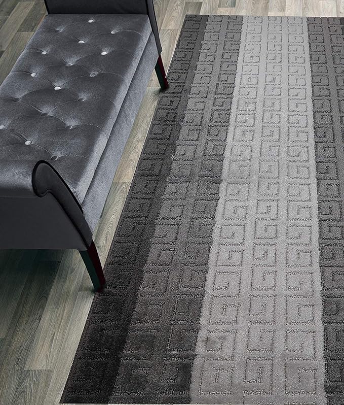 Custom Length Hallway Runner Rug,Slip Resistant,Meander Grey, 26 Inch X 32 feet, Sold and Priced Per Foot