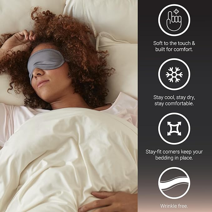 SHEEX - Original Performance Sheets Set (Split King) Graphite - Cooling Sheets - Moisture Wicking - 1 Flat Cooling Sheet, 1 Fitted Cooling Sheet, 2 King Pillow Covers - Wrinkle Free - Sleep Aid