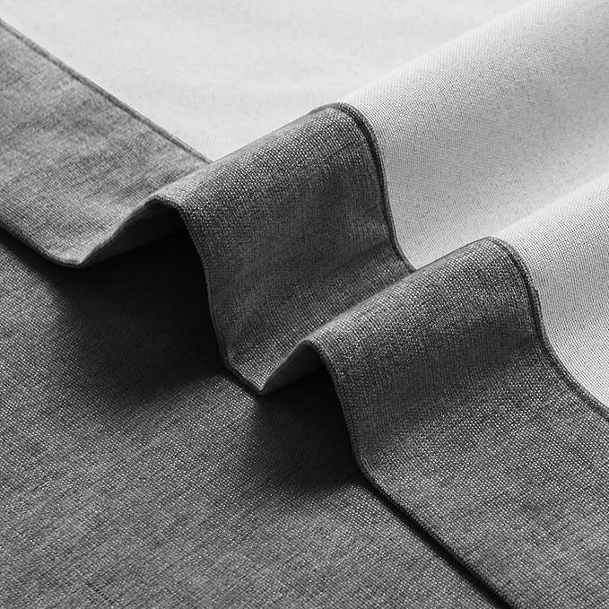 Macochico Extra Wide 100% Blackout Chenille Curtains 100" Wx96 L Thermal Drapes for Sliding Door Living Room Bedroom Auditorium Hotel Dark Grey Curtains Grommet Top with Tieback Classic 1 Panel