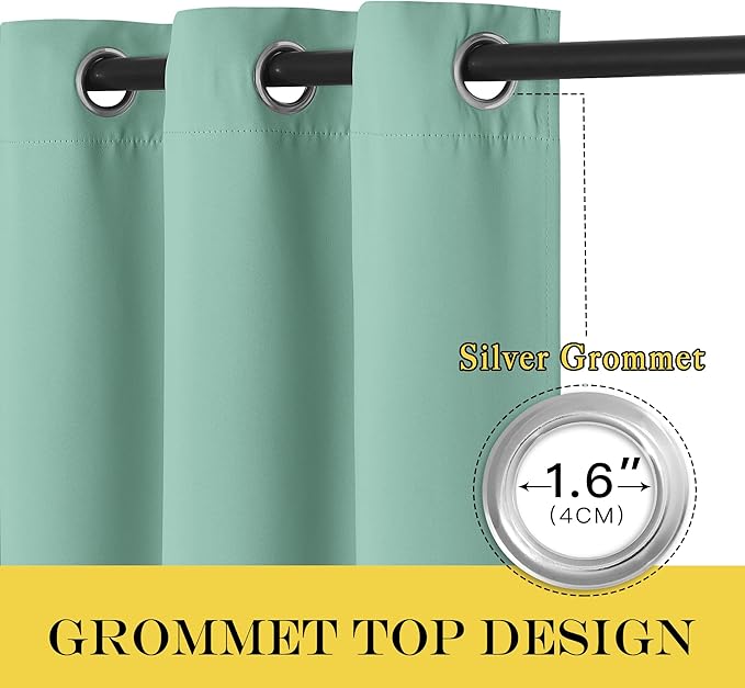 NICETOWN Blackout Curtain Drape for Bedroom - Light Reducing Thermal Insulated Solid Grommet Room Darkening Window Curtain 90 inches Long for Living Room (Aqua Blue, 1 Piece, W66 x L90)