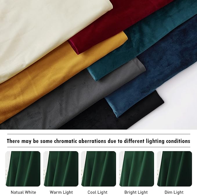RYB HOME Living Room Curtains, Vintage Velvet Drape Soft Durable Texture Room Darkening Privacy Window Treatment Decorative Backdrop Thermal Curtain for Bedrooom, Hunter Green, W52 x L96 inch, 2 Panel