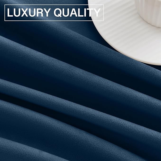 StangH Navy Blue Velvet Curtains - Elegant Blackout Drapes for Living Room, Heavy Soft Curtains with Light Blocking, Rich Blue Home Decor, W52 x L100, 2 Panels