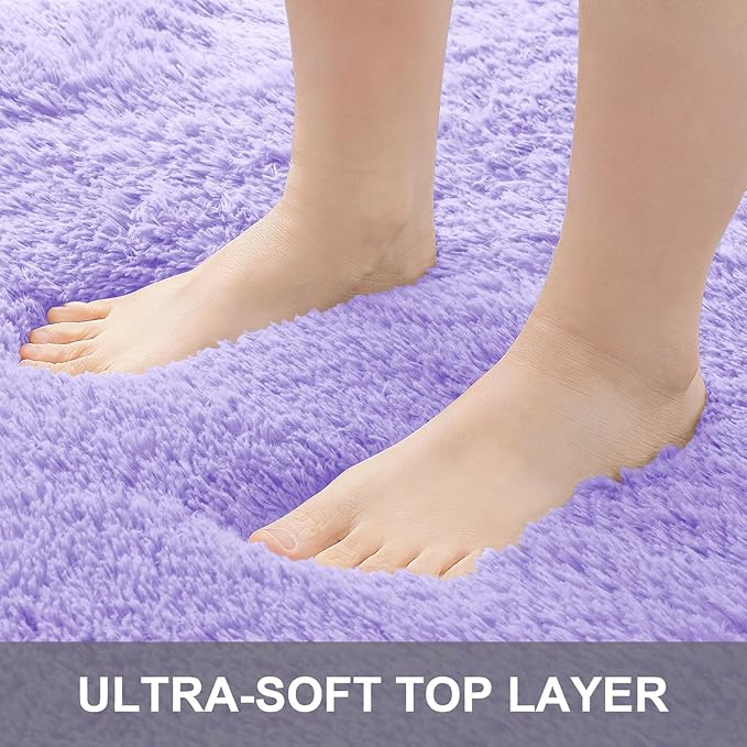 OLANLY 9x12 Machine Washable Large Area Rugs for Living Room, Bedroom, Soft Fluffy Shaggy Bedside Rug, Indoor Floor Carpet for Kids Girls and Boys, Dorms, Nursery, Home Decor Aesthetic, Light Purple