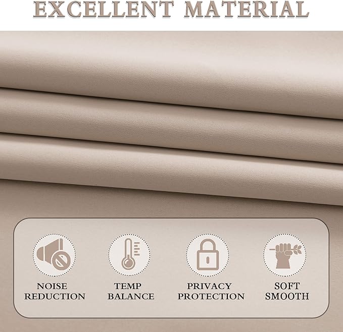 Warm Taupe Room Darkening Thermal Insulated Curtains Drapes for Nursery,Rod Pocket Blackout Curtains for Bedroom(2 Pieces,52 inches Wide by 63 inches Long)