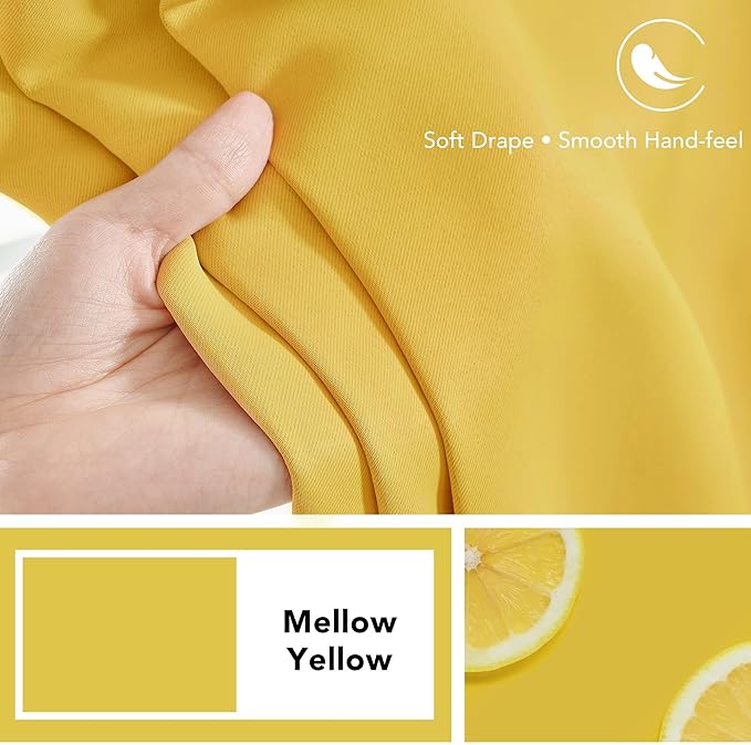 Deconovo Room Darkening Curtains Back Tab and Rod Pocket Curtains Thermal Insulated Blackout Curtains for Bedroom 52Wx72L Inch Mellow Yellow Set of 2