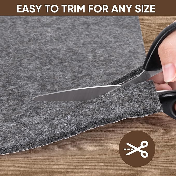 BALEINE Felt Non Slip Rug Pads, Extra Large 1/8" Thick Felt and Rubber Backing, Shock Absorbing Carpet Pad for All Carpets and Hardwood Floors (9x12 Ft)