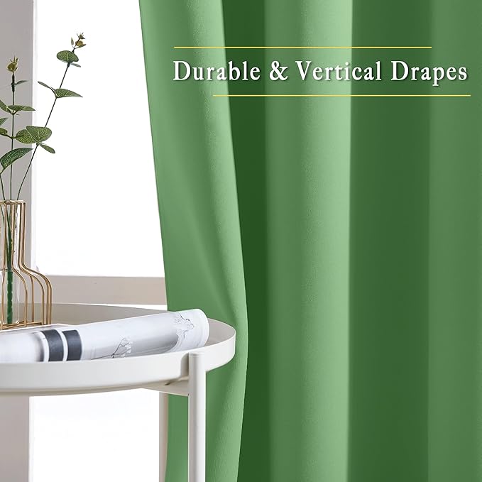NICETOWN Blackout Curtains 54 Inches Long, Thermal Insulated Room Darkening Curtains for Bedroom, Window Treatment Drapes for Living Room Nursery (W66 x L54 Inch, Froest Green, 1 Panel)