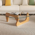 Glass Coffee Table, Mid Century Modern Coffee Table, Coffee Table for Living Room Center Table Suitable for Bedroom Living Room Reception Office Tables (Wood/Transparent, Large)