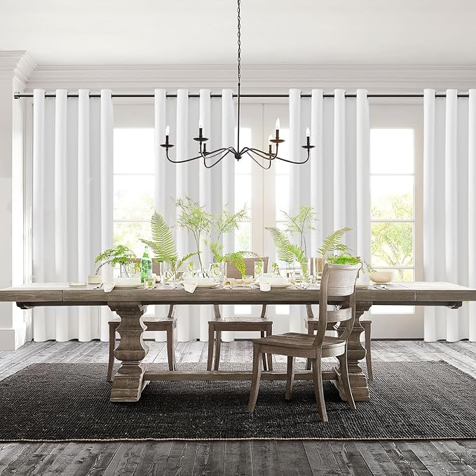 ChrisDowa 100% Blackout Pure White Solid Curtains 120 Inches Long 2 Panels for Bedroom Living Room,Farmhouse Room Darkening Thermal Insulated Soundproof Grommet Top Window Treatment Drapes,52x120