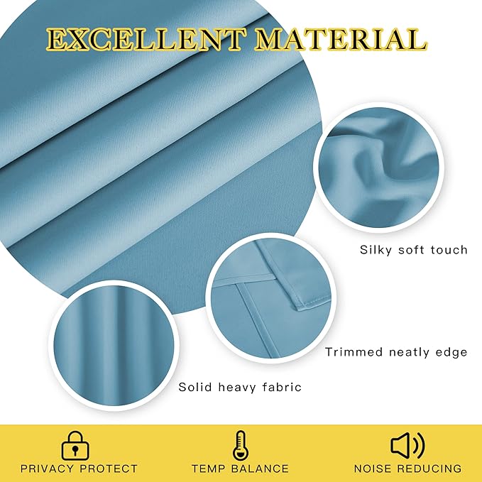 NICETOWN Insulated French Door Curtain - Extra Wide Room Darkening Noise Reducing Vertical Panel Drape for Cottage/Hall (Teal Blue, W100 x L95, 1 Panel