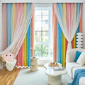 Star Curtains Blackout Curtains for Bedroom Cute Curtains Kids Curtains Rainbow Curtains, Curtains 108 Inches Long 2 Panels, Red & Yellow & Blue Curtains, 42 X 108 Inches
