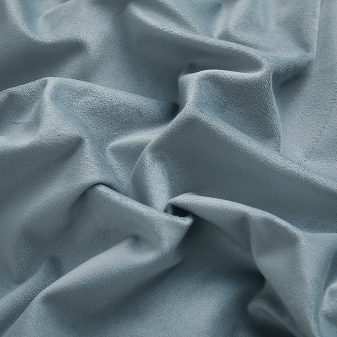 RYB HOME Stone Blue Velvet Curtains - Blackout Curtains for Nursery Thermal Insulated Noise Reducing Soft Luxury Window Decor for Bedroom, Stone Blue, W52 x L72 inches, 2 Panels