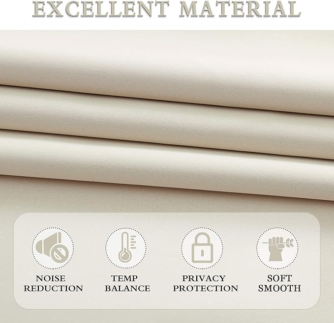 DONREN Room Darkening Sliding Door Curtains - Thermal Insulated Solid Blackout Extra Wide Patio Glass Door Drapes (Cream Beige, W 60 x L108, 2 Panels)