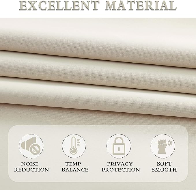 DONREN 2 Panels 84 inch Length Cream Beige Blackout Curtain Panels for Bedroom - Rod Pocket Room Darkening Thermal Insulated Curtains for Living Room (52 x 84 Inches Long)