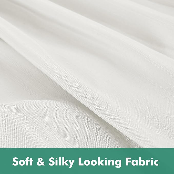 Biscaynebay Wrap Around Bed Skirts with Split Corners for Queen Beds 16" Drop, Ivory Elastic Dust Ruffles Adjustable Easy Fit Wrinkle & Fade Resistant Silky Luxurious Fabric Machine Washable